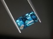 Blue Zircon Gemstone: 7ct+ trimmed baguette (octagon / step cut) sky blue Zircon from Cambodia