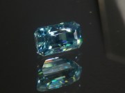 Blue Zircon Gemstone: 7ct+ trimmed baguette (octagon / step cut) sky blue Zircon from Cambodia