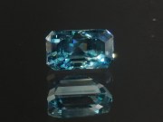 Blue Zircon Gemstone: 7ct+ trimmed baguette (octagon / step cut) sky blue Zircon from Cambodia