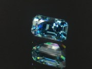 Blue Zircon Gemstone: 7ct+ trimmed baguette (octagon / step cut) sky blue Zircon from Cambodia