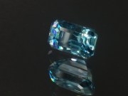 Blue Zircon Gemstone: 7ct+ trimmed baguette (octagon / step cut) sky blue Zircon from Cambodia