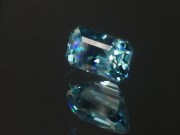 Blue Zircon Gemstone: 7ct+ trimmed baguette (octagon / step cut) sky blue Zircon from Cambodia