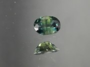 1 Carat Fancy Multicolor Sapphire Blue Green Yellow Stripes Oval Sapphire from Thailand. 