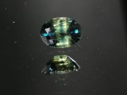 1 Carat Fancy Multicolor Sapphire Blue Green Yellow Stripes Oval Sapphire from Thailand. 