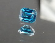 1.665ct Blue Zircon from Cambodia, Rectangle cut, trimmed corners, B+ to A- Grade Best Blue Zircon