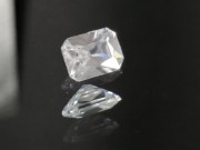 Perfectly Shiny White Trimmed Rectangle Cut Zircon from Cambodia