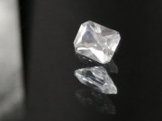 Perfectly Shiny White Trimmed Rectangle Cut Zircon from Cambodia