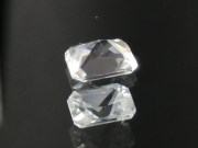 Perfectly Shiny White Trimmed Rectangle Cut Zircon from Cambodia