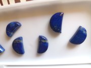 Lapis Lazuli fancy and fashion half-moon cabochons designs, retail or with discount on wholesale