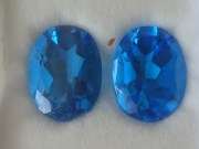Large Calibrated Pair of Swiss Blue Topaz of 45 Carats. 