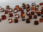 Natural Cambodia Zircon Wholesale Lot: square princess cut orange to sugar brown unheated raw natural zircon discounted, lot of 60 gemstones of 45 carats