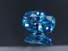 Large blue Zircon cushion - very wide while shallow, a big zircon gem with sky blue C+ grade color